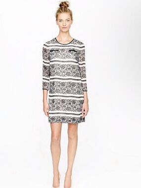 J. Crew Collection Silk Jules Dress Black and White Sz 6 Womens